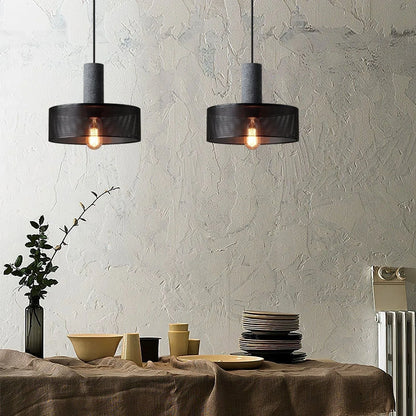Akselund Pendellampe – Nordisk Vintage Loftlampe i Cement og Metal - 