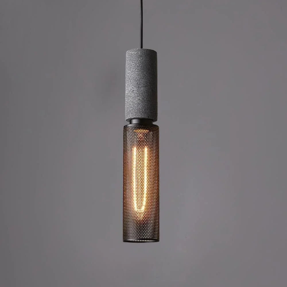 Akselund Pendellampe – Nordisk Vintage Loftlampe i Cement og Metal - Lioren