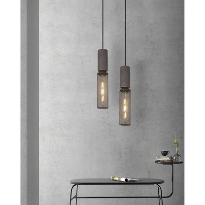 Akselund Pendellampe – Nordisk Vintage Loftlampe i Cement og Metal - Lioren