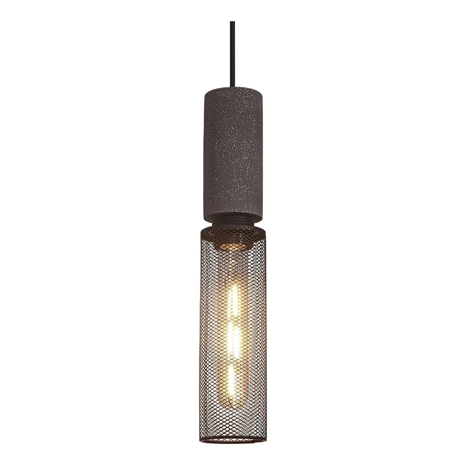 Akselund Pendellampe – Nordisk Vintage Loftlampe i Cement og Metal - 