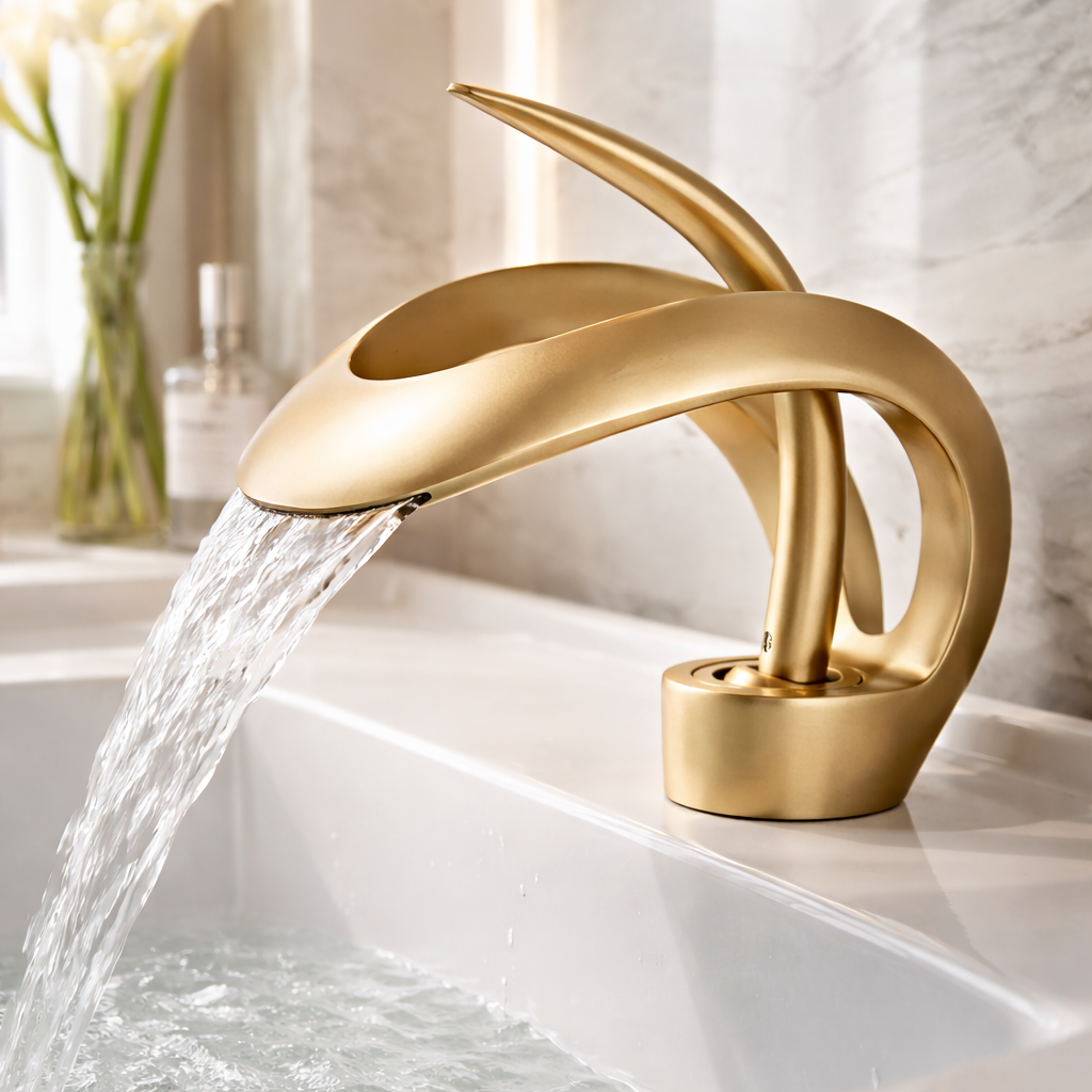 AquaGleam - Badeværelsesvandhanearmaturer Minimalistisk Stil - Guld - Badeværelsesarmatur