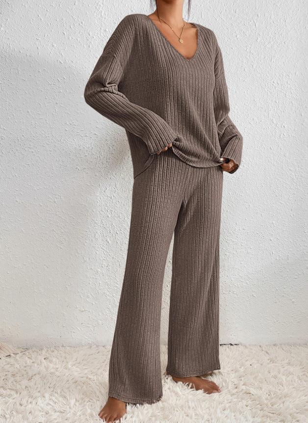 2-delt strikket loungewear sæt til kvinder