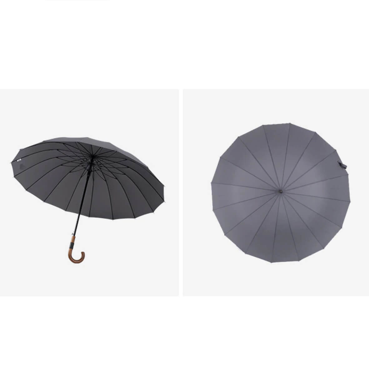 Elegant stor regnparaply i grå