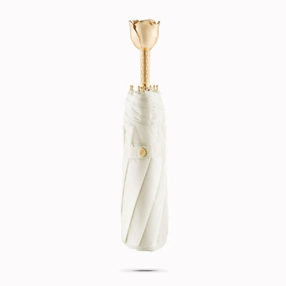 Kompakt dame-paraply med dekorativt rosedesign