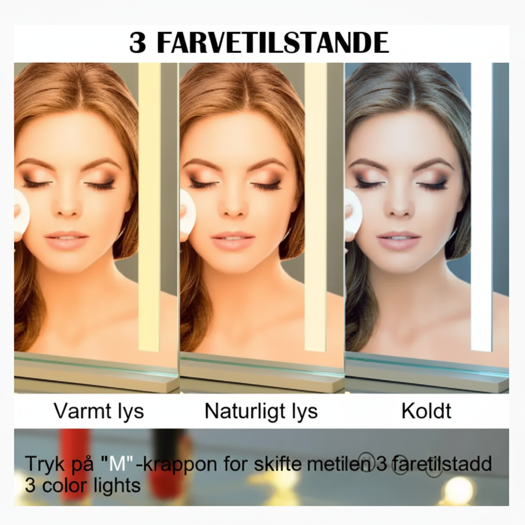 3 Farvetilstande – Varmt lys, Naturligt lys, Koldt lys