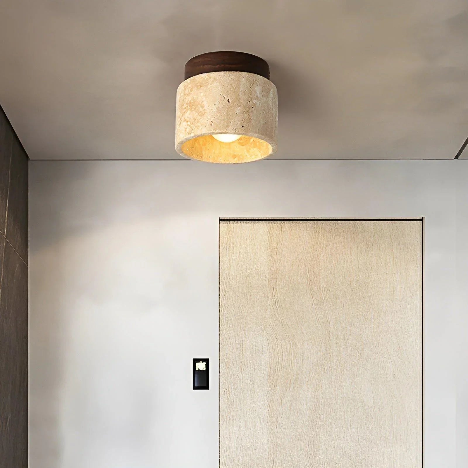 Lumi Stone Loftlampe i Travertin – Japansk Inspireret Loftlys - VELISSE17Lioren