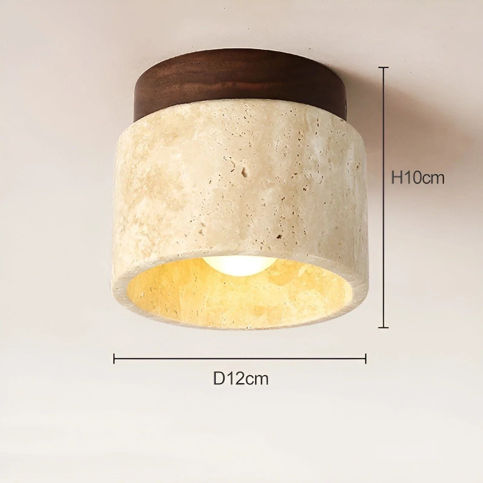Lumi Stone Loftlampe i Travertin – Japansk Inspireret Loftlys - VELISSLioren