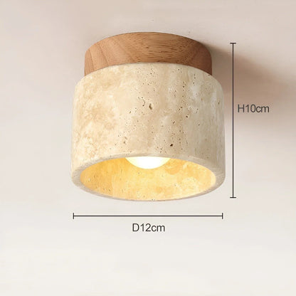 Lumi Stone Loftlampe i Travertin – Japansk Inspireret Loftlys - VELISSE17Lioren
