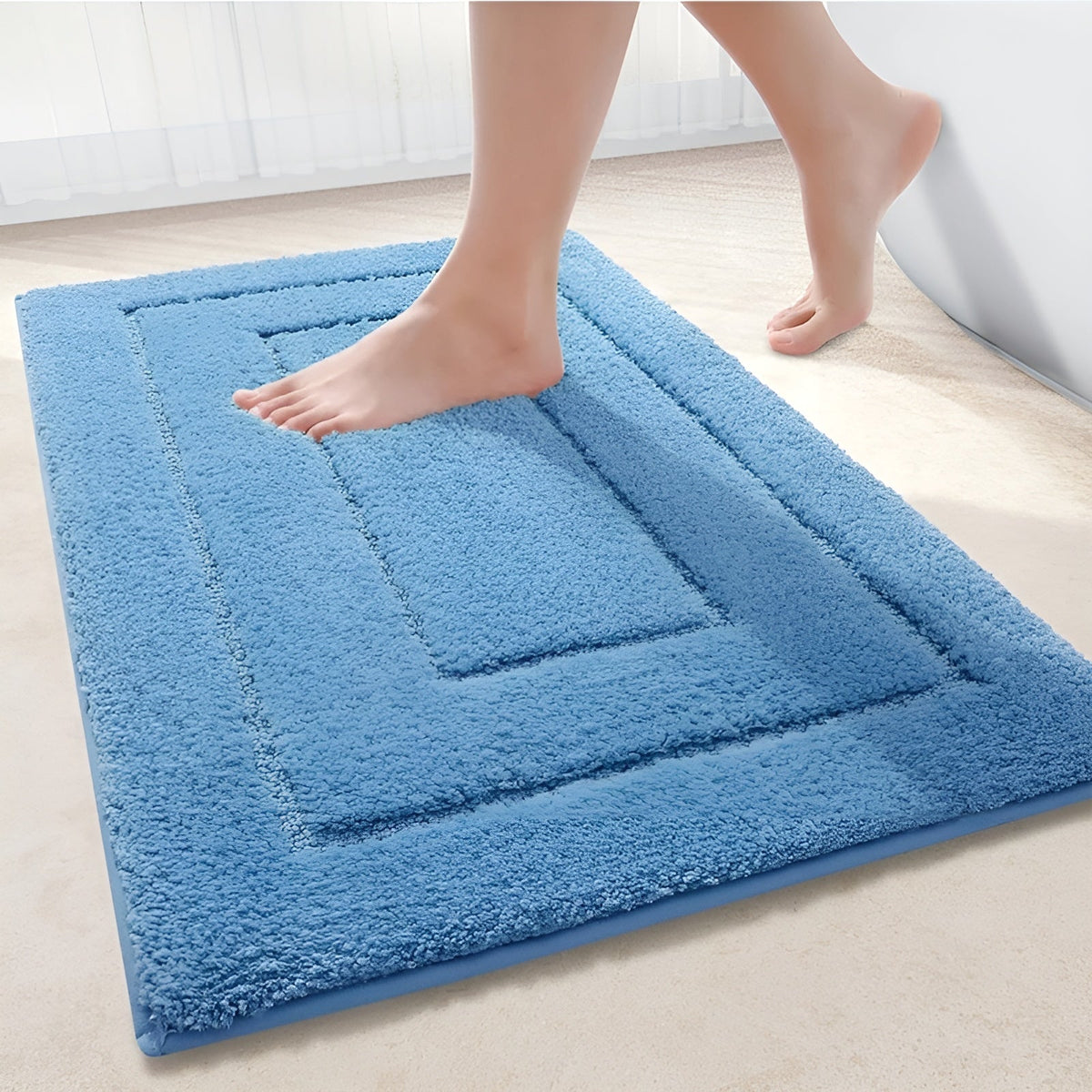 Mikrofiberbademåtte med gummeret skridsikker underside – hurtig vandabsorbering