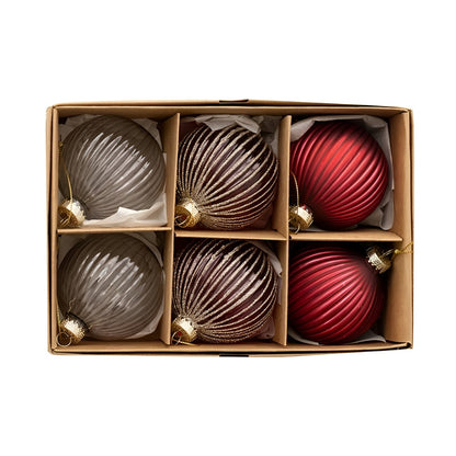 Julekugler i Glas (6 stk.) – Elegante og Skinnende | Til Stilfuld Julepynt Derhjemme