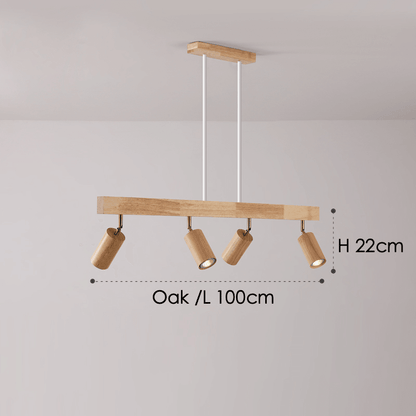 Loftspot i hvid eg – 5 spots, 120 cm skinne