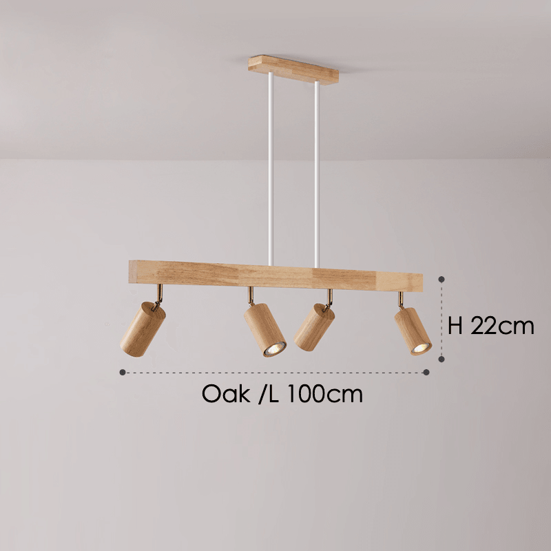 Loftspot i hvid eg – 5 spots, 120 cm skinne