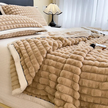 Hyggetæppe i khaki – dobbeltlags fleece plaid