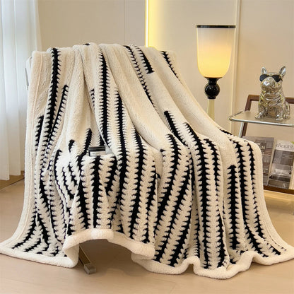 Blødt velour sofatæppe i neutralt design