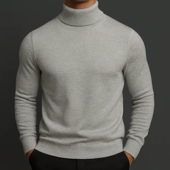 Merino rullekravesweater til herrer i grå – velklædt vinterlook