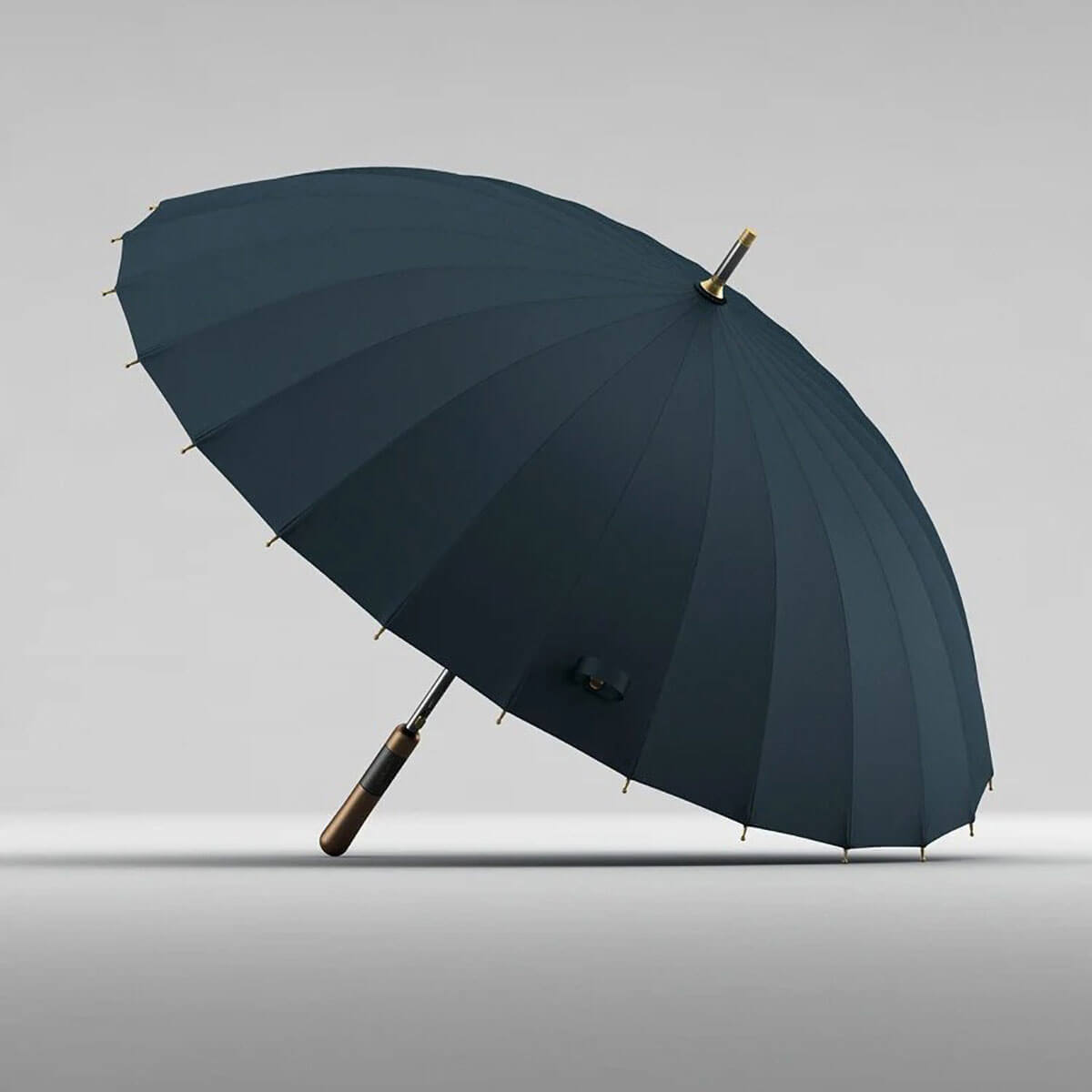 Stormfast paraply med solid 24-ribbet konstruktion