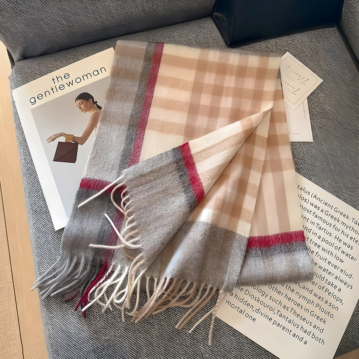 Cashmere-sjal som elegant tilbehør til vinterjakke
