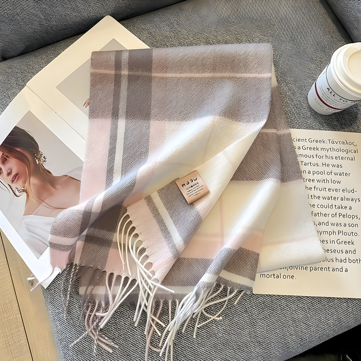 Cashmere-sjal til vinter vist i fuld længde 200×70 cm